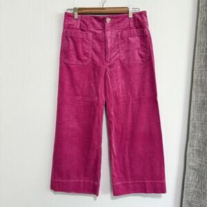 Maeve Anthropologie The Colette Pants 30P Pink Corduroy Wide Leg Cropped